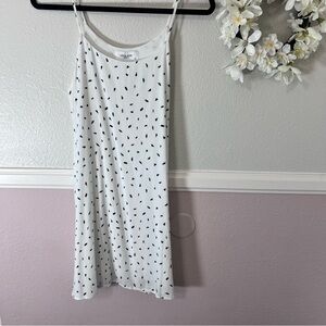 CJLA White & Black Spaghetti Strap Dress with Paint Stroke Pattern